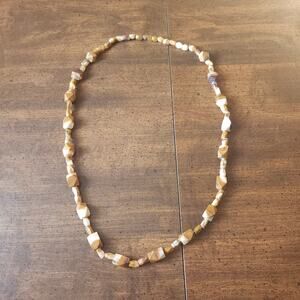 Mookaite Jasper Necklace Faceted Beads Tan Cream Brown Stone Chunky Boho Jewelry